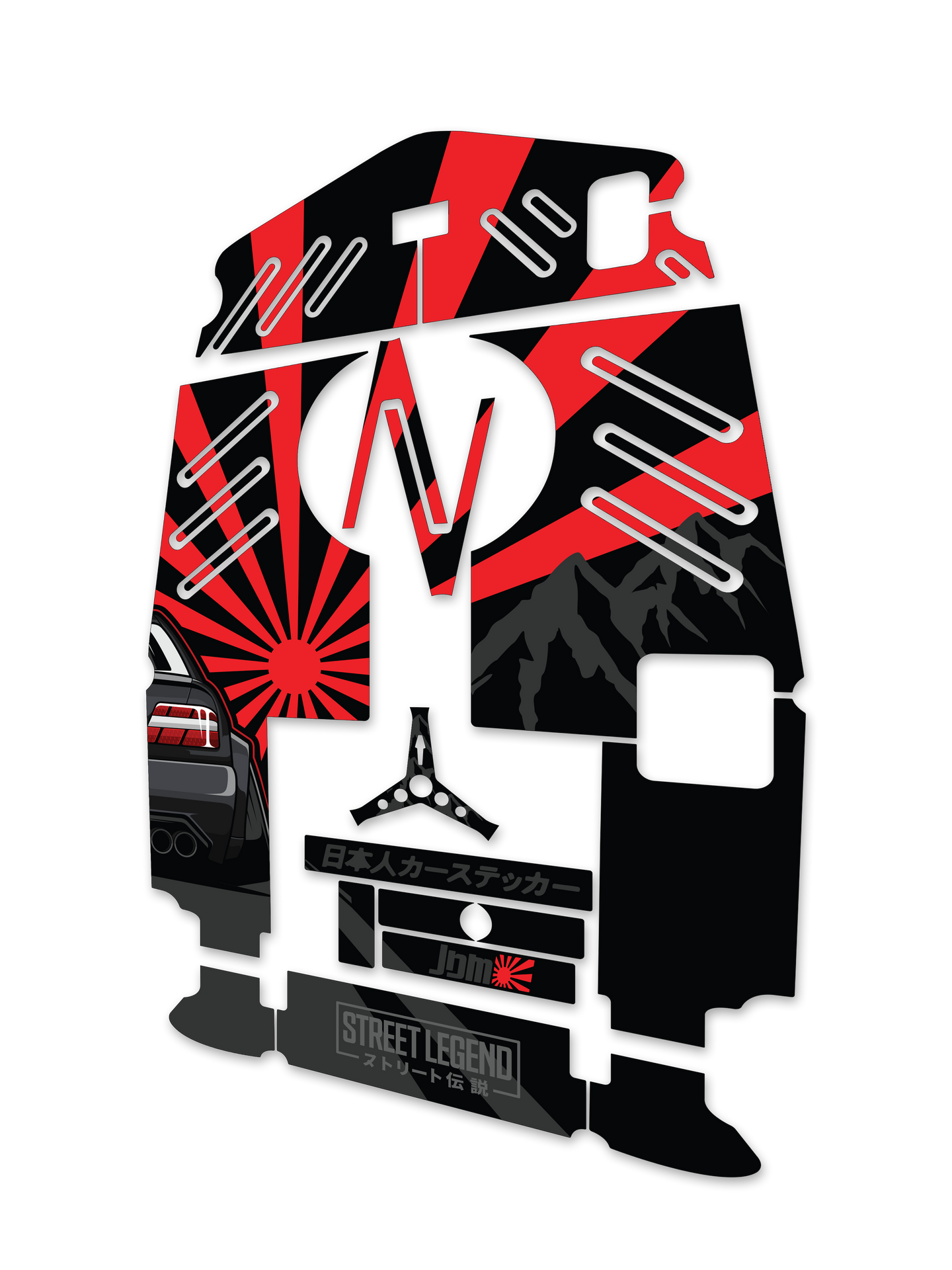 JDM Rising Sun Graphics Kit - Crazy Cart XL